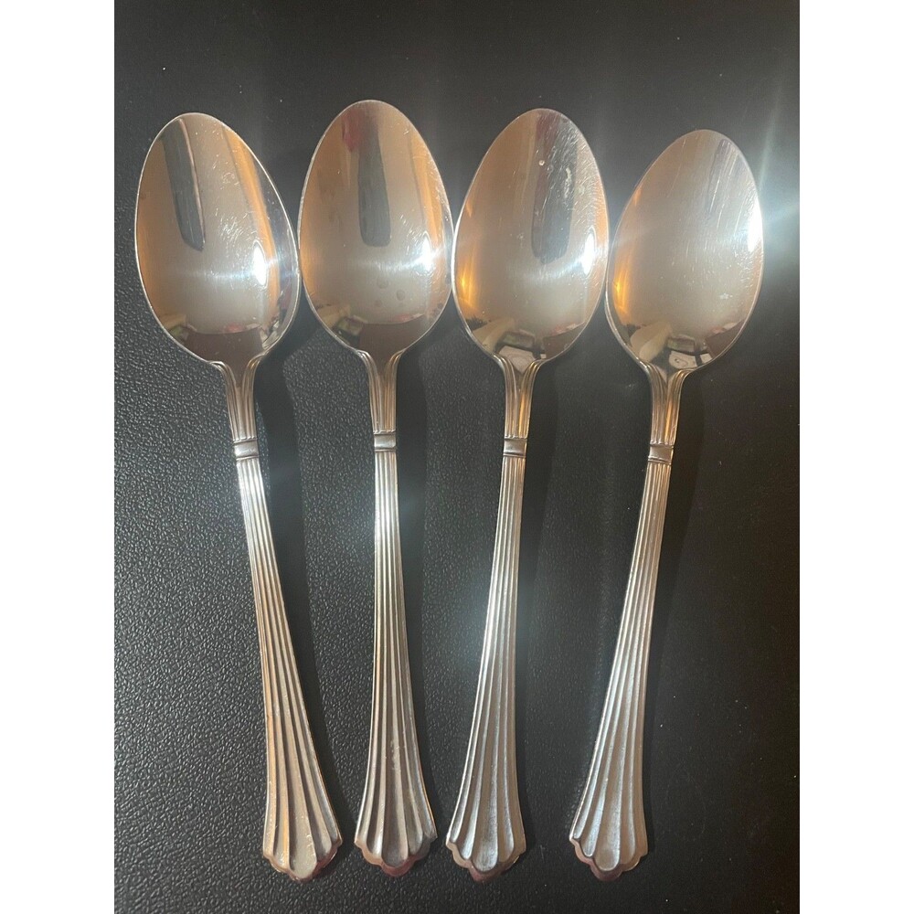 4 Dorian by Estia Silver Sarajevo Stainless Steel Glossy Soup Spoons 7"